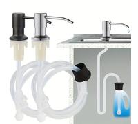 1 set Distributeur de savon liquide pour évier de cuisine, tête de pression en silicone allongée pour liquide vaisselle, tête de pression en métal avec bouteille distributrice de savon à tube souple,