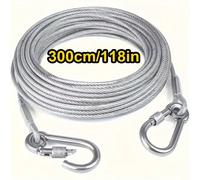 1 SET Fil à linge en acier inoxydable, portable pour la lessive intérieure/extérieure, accessoires de camping, salle de bain et dortoir, un choix idéal - laisse pour chien - polyvalent, câble en acier