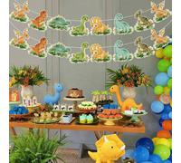 1 set Guirlande de fleurs en papier sur le thème des dinosaures, décor de couronne avec motif jungle de dinosaures, décoration de fête d'anniversaire de dinosaures, fournitures de fête d'anniversaire,