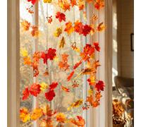 1 Set Guirlande Suspendue Couronne Feuilles d'Érable & Baies d'Automne, Décoration de Fenêtre & Porche pour la Récolte et Thanksgiving, Style Rustique Fermier Décoration Murale Saisonnière Intérieur/E