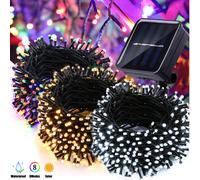 1 set Guirlandes lumineuses solaires, 20/50/100/200 perles LED, 8 modes de clignotement, 22m/12m/7m/5m Guirlandes de fées étanches, Couronnes solaires, Convient pour le jardin extérieur, le mariage, N