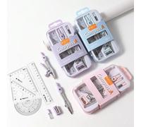 1 Set Kit d'outils de compas - Comprend une règle, un taille-crayon, un crayon, etc. - 1 set d'outils de dessin mathématique au compas convenant aux étudiants, applicable pour l'apprentissage scolaire