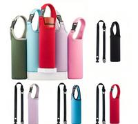 1 set Manchon de bouteille d'eau en néoprène avec sangle, porte-gobelet de couleur unie intégré, sac de bouteille avec clip de sac à dos, portable anti-choc anti-bruit convenant pour la randonnée, le 