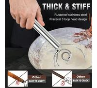 1 set Mélangeur à pâte danois, batteur à pain à main en acier inoxydable, racloir à pâte néerlandais et mélangeur rapide à double trou, convient pour la cuisson, le mélange, le battage, la boulangerie
