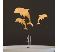 1 Set Miroir Mural Autocollant Acrylique 3d Dauphin Mignon Combinaison Effet Miroir Sticker Mural Décor À La Maison Salle De Bains Autocollants