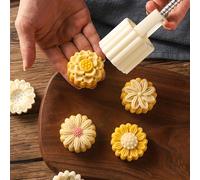 1 set Moule à mooncake fleur, comprenant 1 baril d'extrusion et 4 moules en forme de fleur, outils de cuisson DIY pour le festival de mi-automne & la fabrication de gâteaux, moule à biscuits, accessoi
