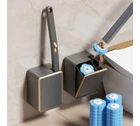 1 set Nouveau kit de nettoyage de toilette haut de gamme - Brosse de toilette murale avec décoration de bordure dorée, système de nettoyage de toilette avec tête de brosse remplaçable, brosse de toile