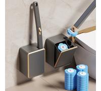 1 Set Nouveau Système de Nettoyage de Toilette, Kit de Nettoyage de Toilette avec Tête de Brosse Jetable Remplaçable, Gris Arme Élégant avec Garniture Dorée, Livré avec 3 Têtes de Brosse Interchangeab