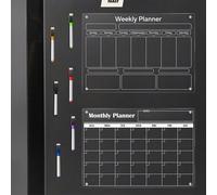 1 Set Planificateur hebdomadaire magnétique en acrylique multicolore pour réfrigérateur, tableau de messages, planificateur de repas de cuisine effaçable à sec réutilisable, tableau de mémo transparen