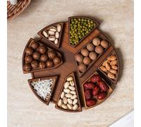 1 Set Plateau en bois asymétrique et amovible; Parfait pour contenir des noix, des chocolats et des bonbons; Plateau de fruits à 8 compartiments, convient pour la décoration de la maison, les collatio