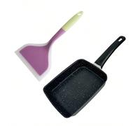 1 set Poêle antiadhésive avec une spatule, set de poêle à tamago-yaki japonaise, poêle à pancakes, poêle à steak convenant pour le petit-déjeuner, la cuisson des œufs, les omelettes, les crêpes, lavab