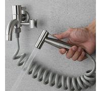 1 set Pomme de douche à main en acier inoxydable + Tuyau extensible de 1,5 m, ensemble de salle de bain moderne pour usage domestique, accessoires de salle de bain, outils de salle de bain Pistolet + 