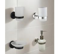 1 set Porte-savon en acier inoxydable, distributeur de savon mural, bouteille de gel douche, bouteille de savon liquide, étagère de rangement pour salle de bain Porte-savon argenté,Porte-savon noir,Di