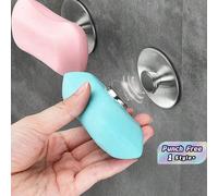 1 set Porte-savon magnétique en acier inoxydable, support de savon mural sans perçage, étagère de drainage murale, crochet, décoration de salle de bain maison, été retour à l'école Taille UniqueUnicol