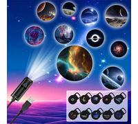 1 set Projecteur de lumière galaxie USB LED, 10/6/3 pièces Projecteur de lumière galaxie avec motifs, Lampe projecteur LED avec ciel étoilé et projection du système solaire, Lumière USB, Accessoires d
