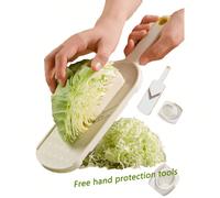 1 Set Râpe + Protecteur de main, Tranche-chou manuel, Hachoir et râpe à légumes multifonction. Lames en acier inoxydable associées à un protecteur de main économisant l'effort et plus protecteur, plus