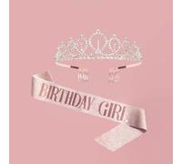 1 set Rose "Anniversary Girl" Serre-tête avec strass couronne et bandoulière, accessoire pour fête, rentrée scolaire, Saint Valentin Taille UniqueFruits & légumesPolyester