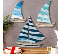 1 set Sculptures murales de voilier en bois, décoration côtière nautique auto-adhésive, décoration murale pour maison de plage, lac, chambre à coucher, salle de bain, pépinière. Décoration murale de m