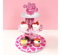 1 set Support à cupcakes thème cowboy occidental, plateau à cupcakes thème cowboy rose tropical, tour à cupcakes décorative pour fête d'anniversaire, présentoir à gâteaux de baby shower, décoration de