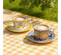 1 set Tasse à café en céramique avec soucoupe, motif citron, convient pour le café, le lait, le jus, idéal pour la maison, le restaurant, le café, un excellent cadeau pour les amateurs de café pour la
