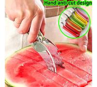 1 Set Trancheur de pastèque en acier inoxydable, Faiseur de boules de pastèque, Cuillère à pastèque avec fonction de retrait des graines, Trancheur de fruits multifonction, Trancheur de pastèque anti-