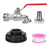1 SetRobinet Cuve 1000IBC Raccord Robinet de Sortie IBC de Réservoir IBC Filetage 3/4", Connecteur Robinet Recuperateur Eau de Pluie IBCs 1000L Accessoires, avec Adaptateur S60x6