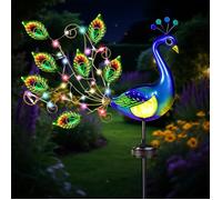 1 Statue Paon Lumière Solaire, Décoration Jardin Métal Imperméable, Lampe LED Extérieur pour Allée, Patio, Pelouse JARDINAGE