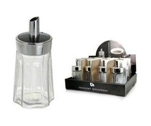 1 sucrier 14 x 7 cm verre et metal verseur ustensile cuisine vaisselle G