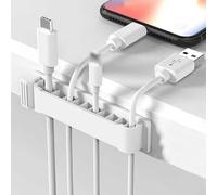 1 support auto-adhésif à 10 trous pour câble électrique, agrafes, enrouleur de câble, clips de rangement pour la maison, le bureau, 8,5 x 2 x 1,4 cm, blanc