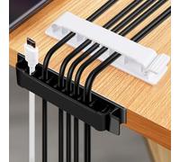 1 support auto-adhésif à 10 trous pour câble électrique, agrafes, enrouleur de câble, clips de rangement pour la maison, le bureau, 8,5 x 2 x 1,4 cm, noir