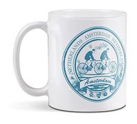 1 tasse en céramique blanche de 284 ml - Amsterdam Pays-Bas - Timbre de voyage pour café, thé, boissons, cuisine, anniversaire, bureau #5953