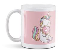1 tasse en céramique blanche de 284 ml - Joli motif licorne rose donut cheval fille pour café, thé, boissons, cuisine, anniversaire, bureau amusant #8840
