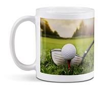 1 tasse en céramique blanche de 284 ml - motif balle de golf pour café, thé, boissons, cuisine, anniversaire, bureau - #8801