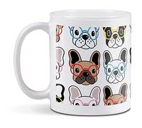 1 tasse en céramique blanche de 284 ml, motif bouledogue français pour café, thé, boissons, cuisine, anniversaire, bureau