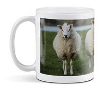 1 tasse en céramique blanche de 284 ml - Motif moutons de la ferme - Pour café, thé, boissons, cuisine, anniversaire, bureau - #15771