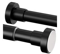 1 tringle à rideau de douche extensible sans perçage en acier inoxydable pour placard, salle de bain, balcon, rideau de douche (185-250 cm, φ25 mm, noir)