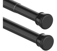 1 Tringle à rideaux télescopique sans perçage pour salle de bain, fenêtre, penderie, 73-145 cm, noir (diamètre 25 mm)