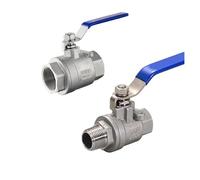 1 valve sphérique en deux pièces en acier inoxydable 304 1/4 3/8 1/2 3/4 2" BSPT filetage intérieur x extérieur à passage total eau diesel interrupteur adaptateur (mâle - femelle, 1-1l4)