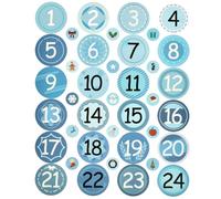 1 x 24 Autocollants Calendrier Stickers pour DIY, Coffrets Cadeaux, Sacs en Tissu