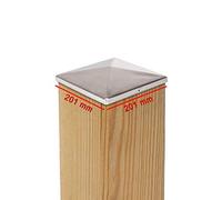 1 x Chapeau de Poteau 201x201 mm Pyramide en Acier Inoxydable - Capuchon de Protection pour Poteaux Bois 200x200 mm - Couvercle de Clôture, Inox Antirouille