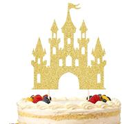 1 x Décoration de gâteau en forme de château avec paillettes - Décoration de gâteau de princesse pour anniversaire - Décoration de gâteau de princesse pour anniversaire, mariage