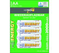 Heitech Accu NiMH AA (Mignon) HR6 2000 mAh – Lot 2 x 4 pièces