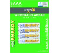 1 X Heitech Heienergy AAA HR03 NiMH Batterie 800mAh Pack De 4