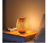 1 x Lampe De Chevet Bambou Tissage Lanterne Lampe De Table Style Rural Pour Salon Chambre Lumineuse Éclairage, Style A - SMOTOP