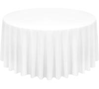 1 x Nappe ronde blanche 300 cm, nappe ronde en polyester, nappe résistante aux taches et aux plis, nappes rondes lavables en tissu pour mariage, banquet, restaurant, repas