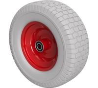 1 x Roue en polyuréthane Ø 400 mm 6.50-8, 2 roulements à billes tondeuse robotisée tracteur anti-crevaison, gris/rouge