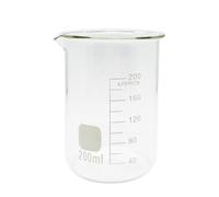 1 x verre en borosilicate G3.3 de 100/25/250 ml/150 ml/200 ml, forme basse, laboratoire de chimie, paroi épaisse, résistant à la chaleur, gradué, verre mesureur (200 ml)