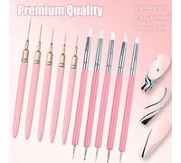 10/1 pièce Pinceau de liner pour nail art et pinceau à points double face. Convient pour la gravure acrylique, la sculpture d'ongles, la découpe, la sculpture et les motifs de pétales et de fleurs DIY