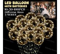 10-100 ensembles de ballons Led avec piles, ballons lumineux clignotants transparents pour décoration de proposition de mariage, fête d'anniversaire, cour extérieure Yellow