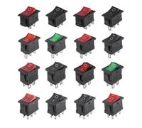 10/100 pièces KCD1 2/3/4 broches 15 * 21mm interrupteur à bascule marche-arrêt 6A 250V AC, alimentation 10A 125V, avec feu de circulation(Red 3Pin ON-OFF-ON,10 PCS)